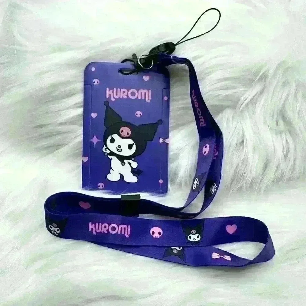Kuromi Cute Badge Card Holder With Lanyard